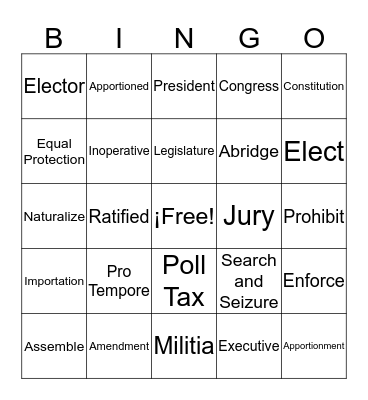 ¡Constitution Bingo! Bingo Card