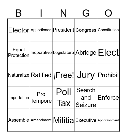 ¡Constitution Bingo! Bingo Card