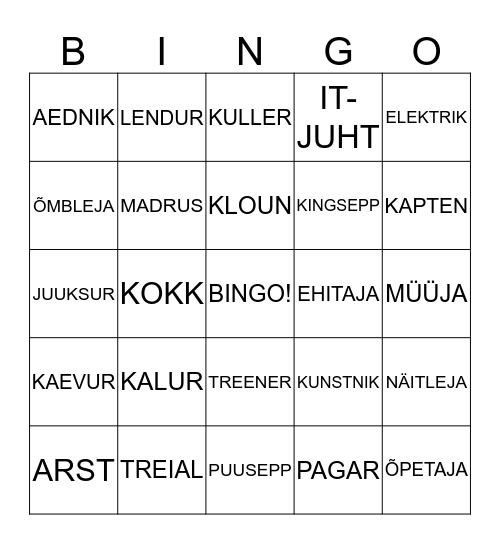 AMETID Bingo Card