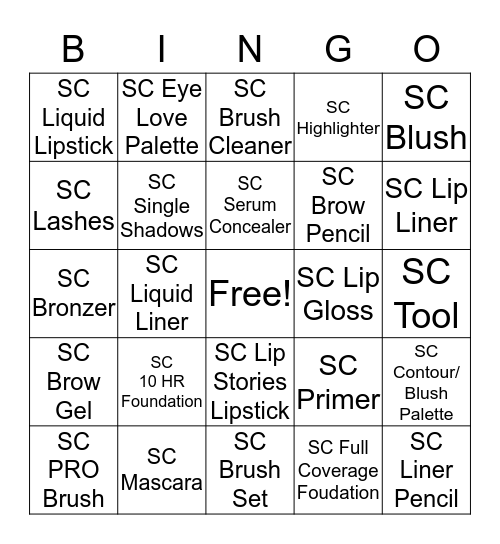 SEPHORA COLLECTION BINGO Card