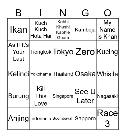 LTYtoon Bingo Card