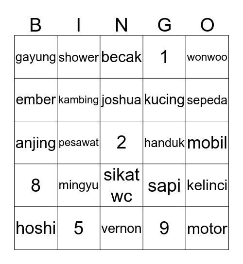 BINGO WITH ELE Bingo Card