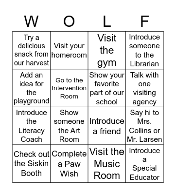 WOLF BINGO Card