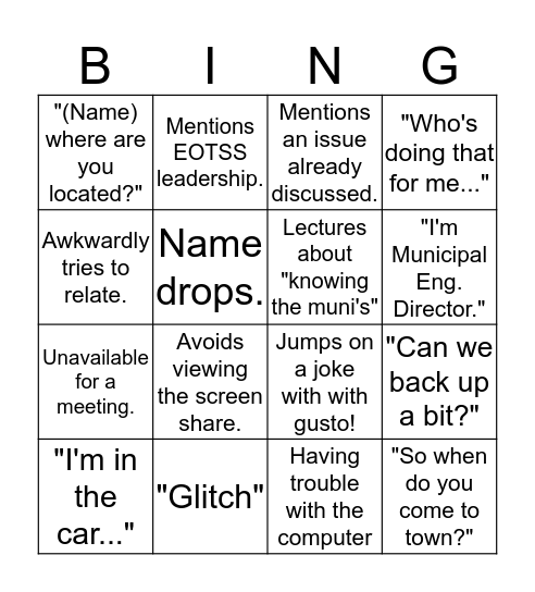 Bada-Bingo!! Bingo Card