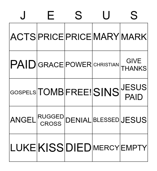 I         GOT      JESUS Bingo Card