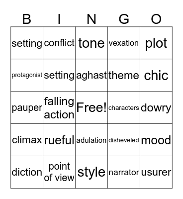 "the Necklace" Bingo Card