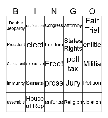 Constitution Bingo Card