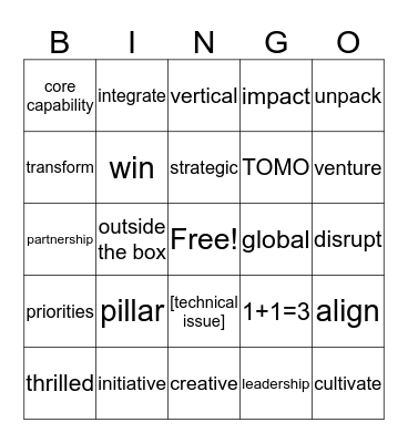 Wiley 2.0 Restructuring Yada Yada Bingo Card