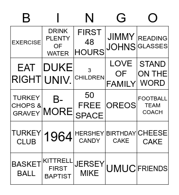 HAPPY 50TH BIRTHDAY Bingo Card