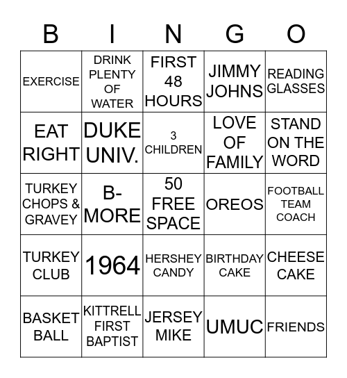 HAPPY 50TH BIRTHDAY Bingo Card