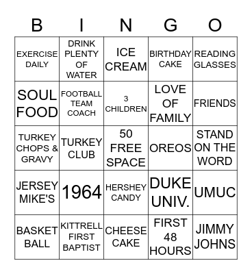 HAPPY 50TH BIRTHDAY Bingo Card