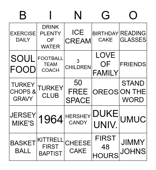 HAPPY 50TH BIRTHDAY Bingo Card