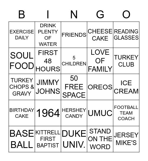 HAPPY 50TH BIRTHDAY Bingo Card