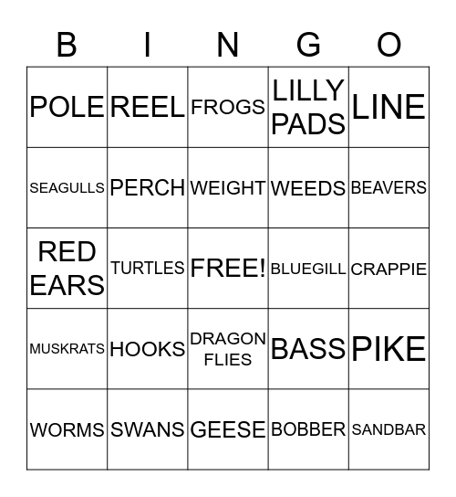 FISHING Bingo Card