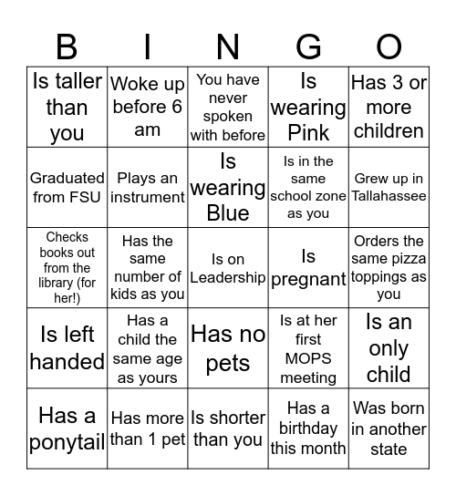 Find Your People Bingo Card