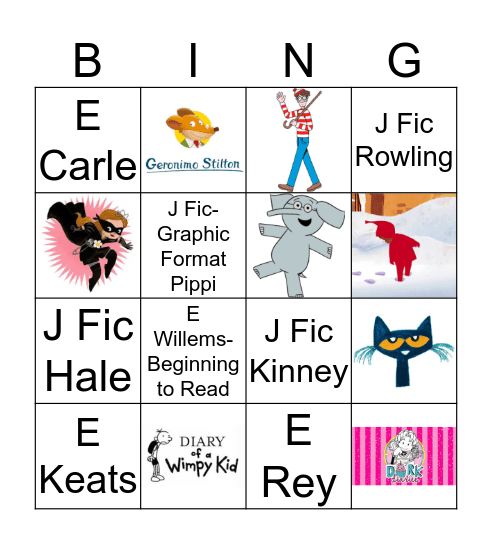 Book Character Search and Find Bingo Card