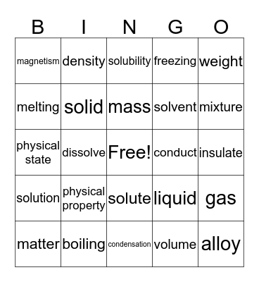 Matter Bingo Card