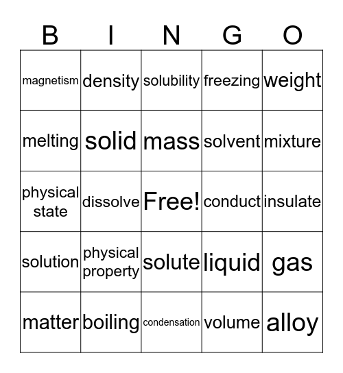 Matter Bingo Card