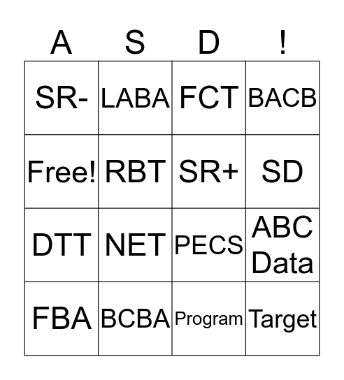 ABA BINGO Card