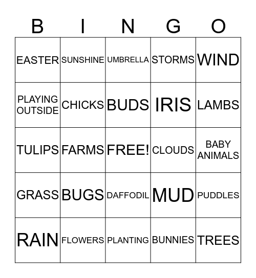 SPRING BINGO Card