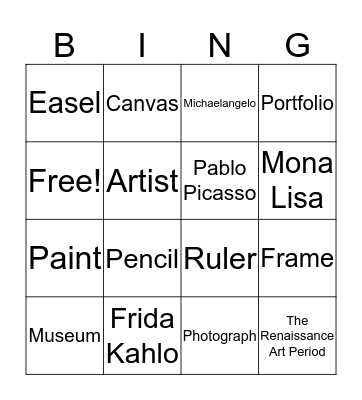 Art Bingo Card