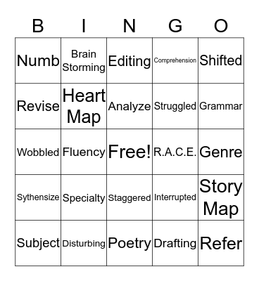 Vocabulary Bingo Card