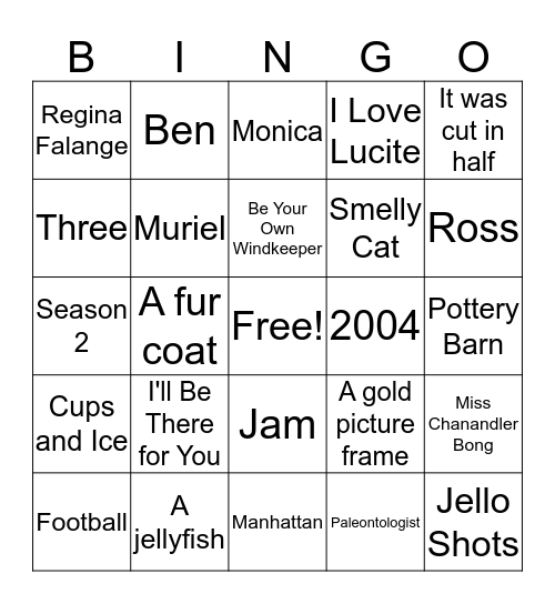 Friends Bingo Card