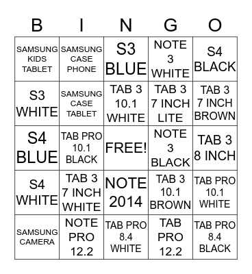 !!! SAMSUNG !!! Bingo Card