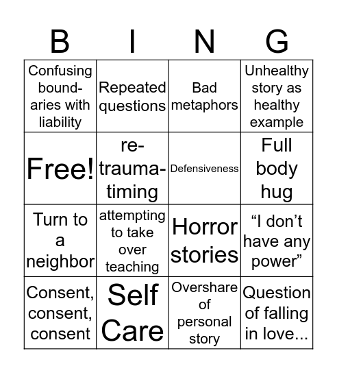 Boundary Bingo Card