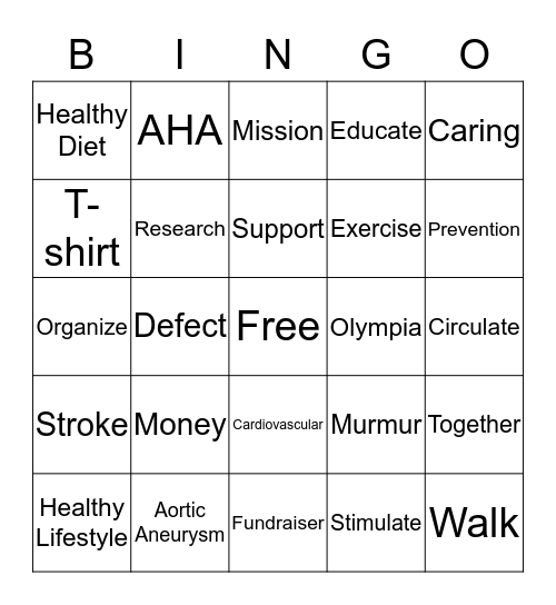 AHA Bingo Card