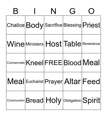 Eucharist Retreat Bingo Card
