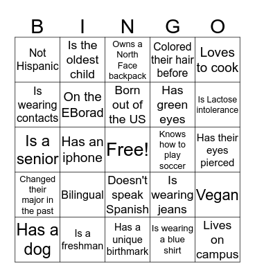 SHPE UML Bingo Card