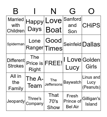 TV Theme Song Bingo!  :) Bingo Card