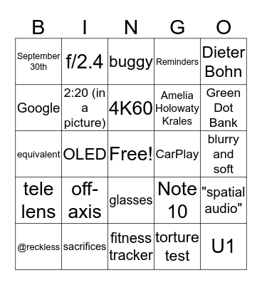 Magazine Bingo Card