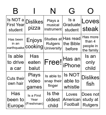 Find Someone Who... Bingo Card