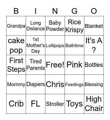 Sarah's Ready to Pop! Bingo Card