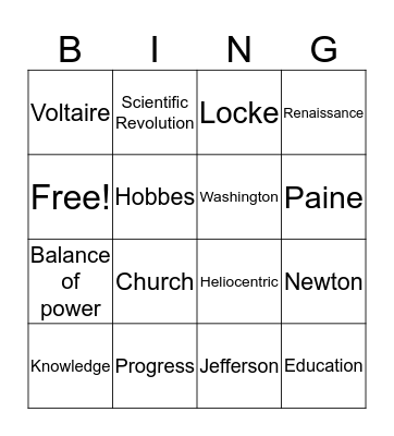 Enlightment Bingo Card