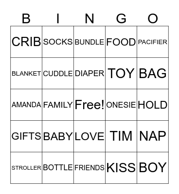 BABY BINGO Card
