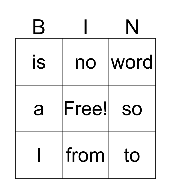 Tricky Word Bingo Unit 1 up to Lesson 14 Bingo Card