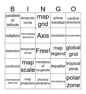 Vocab Bingo Card