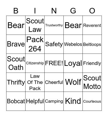 BEAR BINGO Card