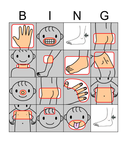 Body Parts - Japanese Bingo Card