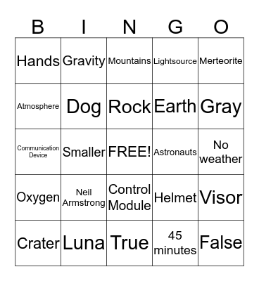 Moon Review Bingo Card