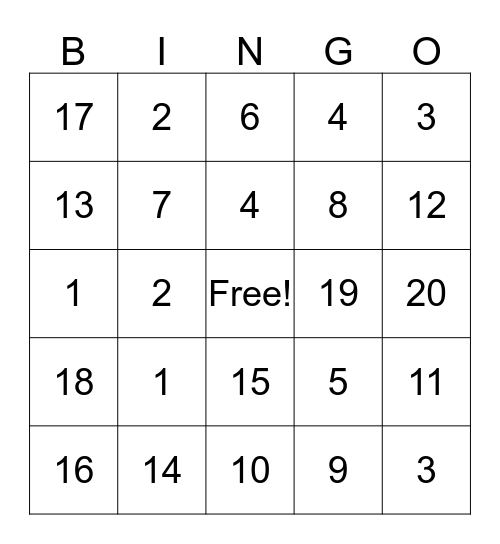 SPANISH CLASS "NUMEROS" Bingo Card