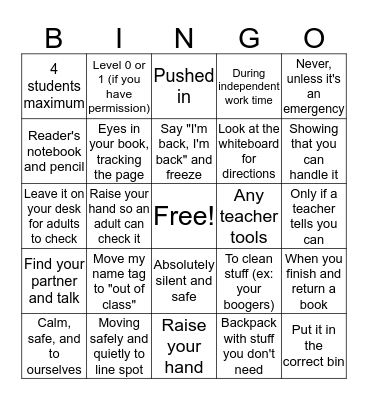 Classroom Culture Bingo Card