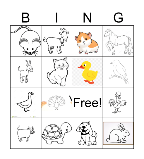 Spanish Animals Bingo Card