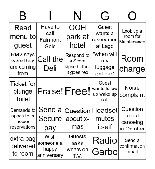 Royal Service Bingo  Bingo Card