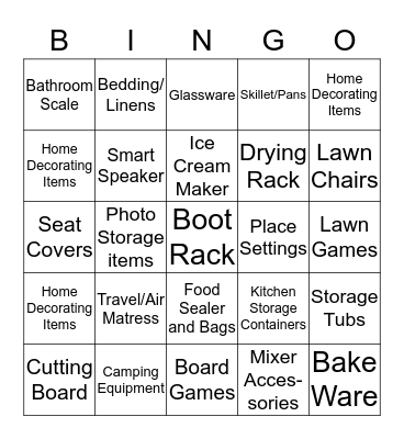 Bridal Shower Bingo Card