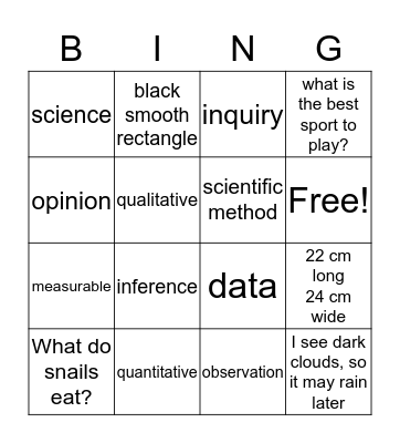 Vocab list 1 Bingo Card