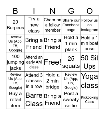 Fall Back Into Fitness  Bingo Card